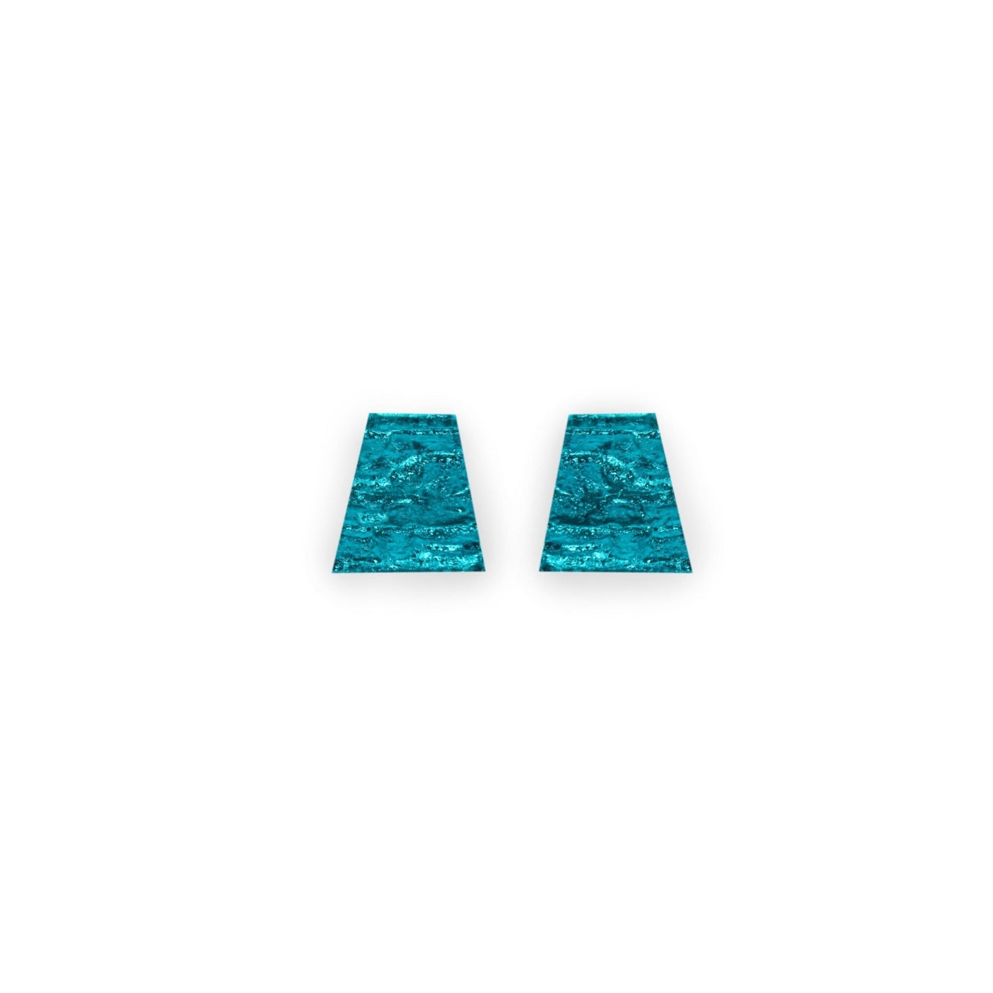Teal Aztec Shiny Extra Large Stud Earrings | The Jewellery Stop