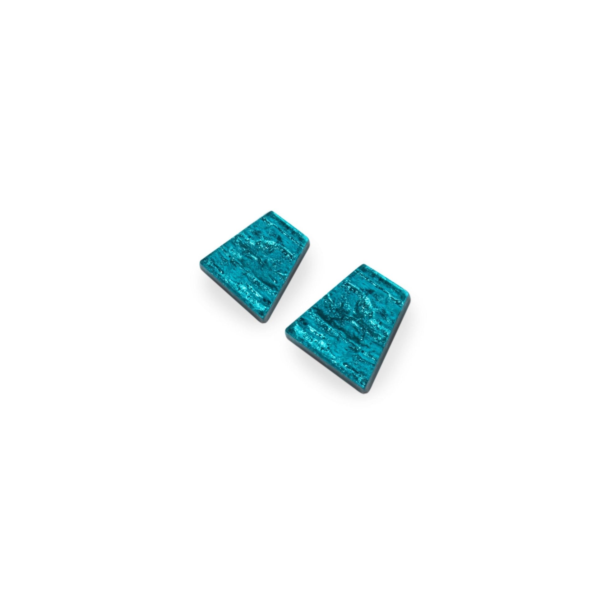 Teal Aztec Shiny Extra Large Stud Earrings | The Jewellery Stop