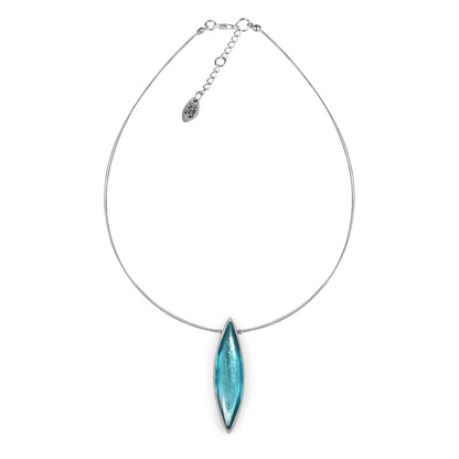 Aqua Pewter Petals Single Pendant | The Jewellery Stop