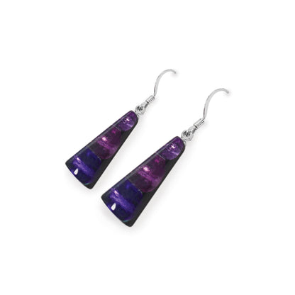 Purple Deco Triangle Shiny Fish Hook Earrings | The Jewellery Stop