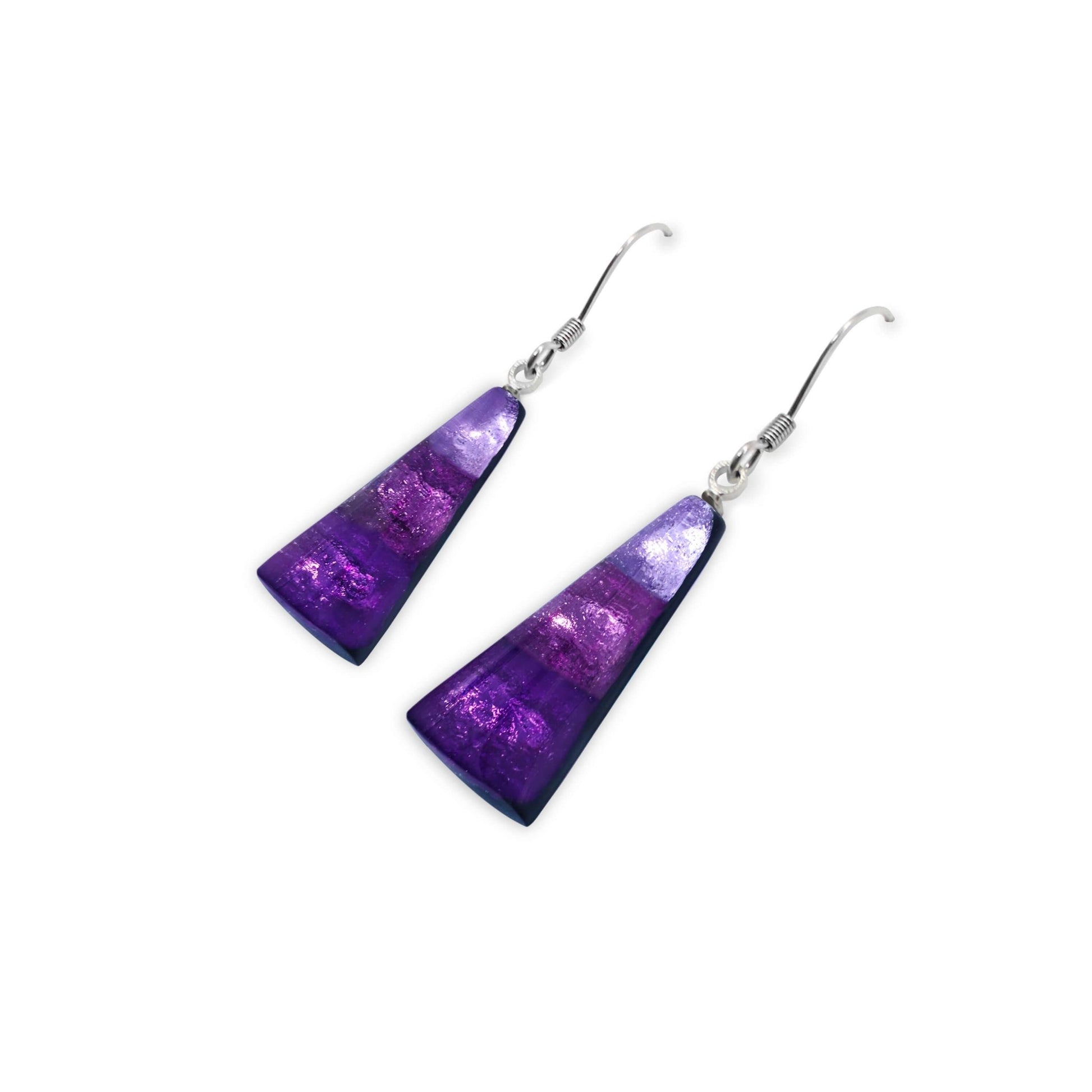Sweetpea Deco Triangle Shiny Fish Hook Earrings | The Jewellery Stop
