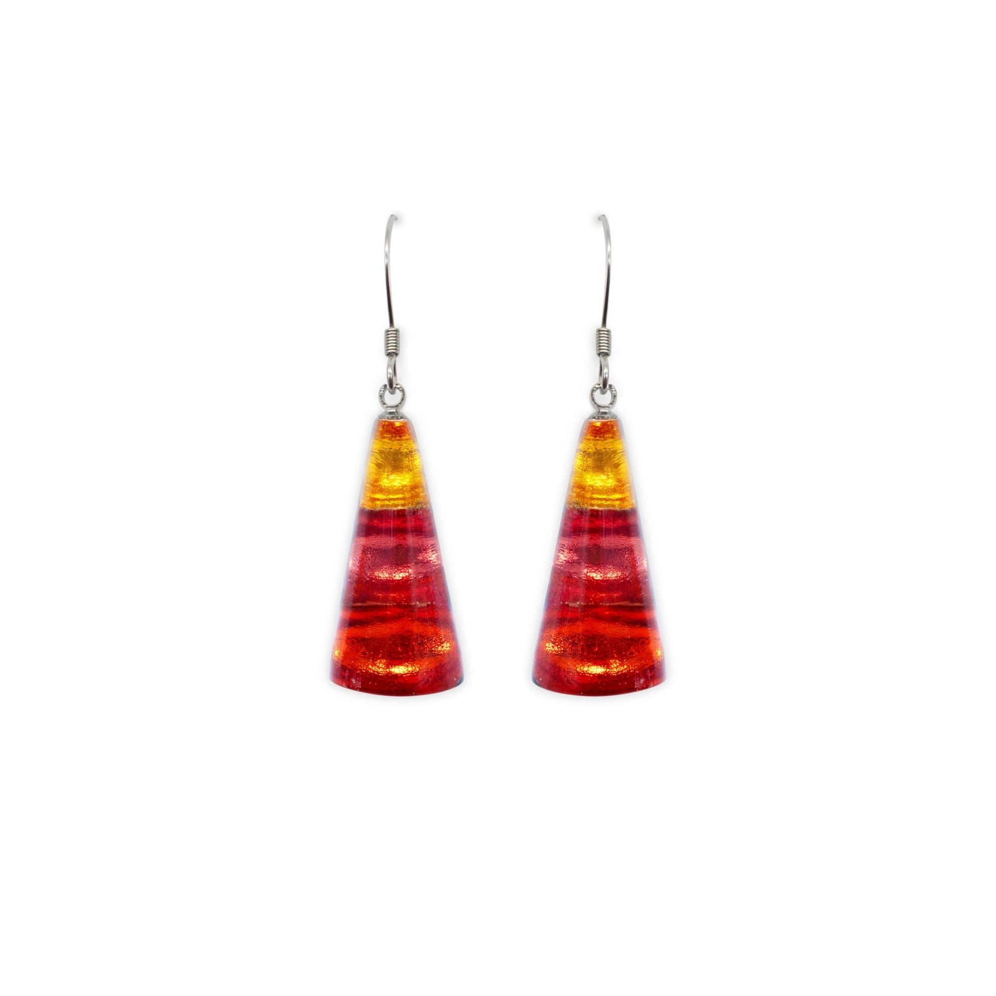 Terracotta Deco Triangle Shiny Fish Hook Earrings | The Jewellery Stop
