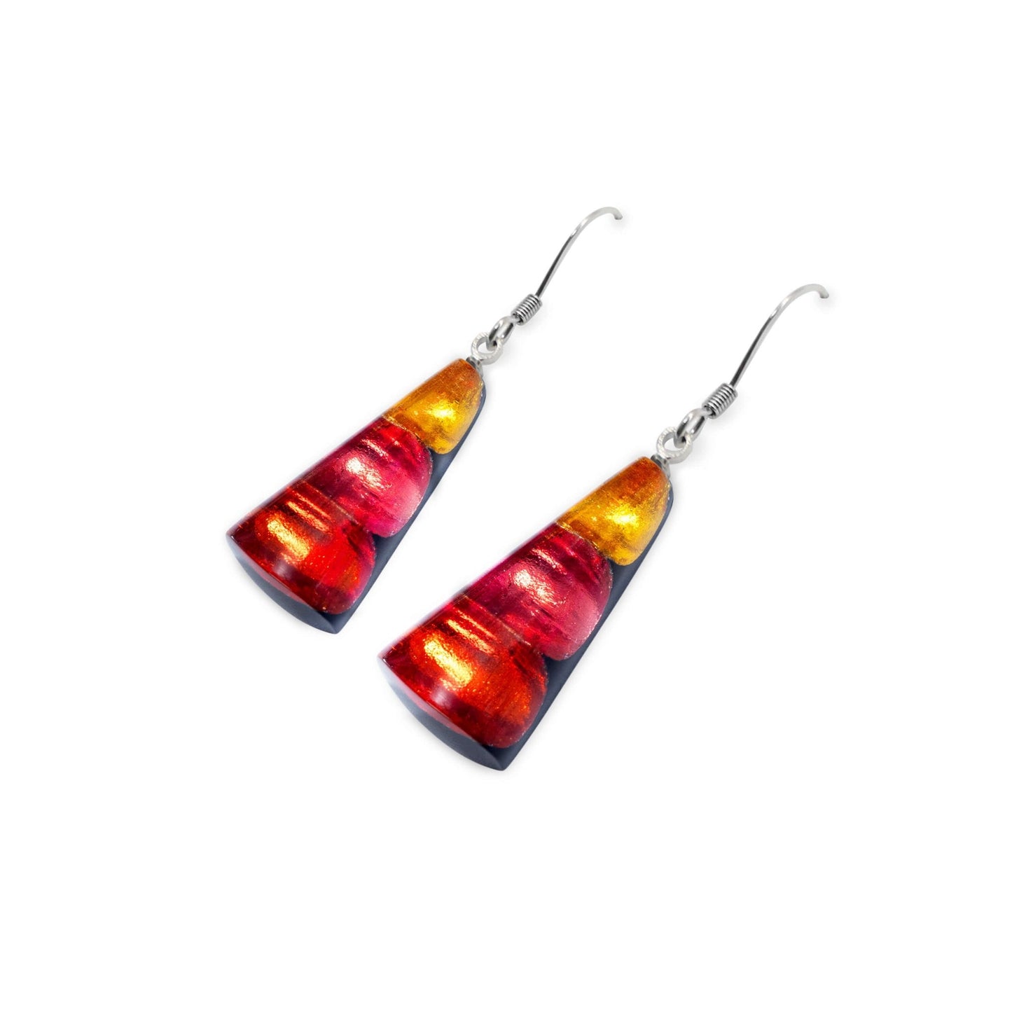 Terracotta Deco Triangle Shiny Fish Hook Earrings | The Jewellery Stop