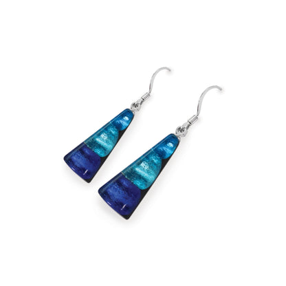 Turquoise Deco Triangle Shiny Fish Hook Earrings | The Jewellery Stop