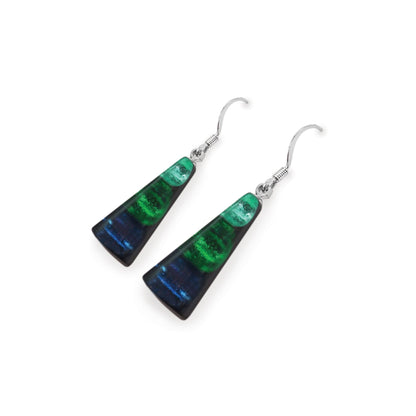 Verdigris Deco Triangle Shiny Fish Hook Earrings | The Jewellery Stop