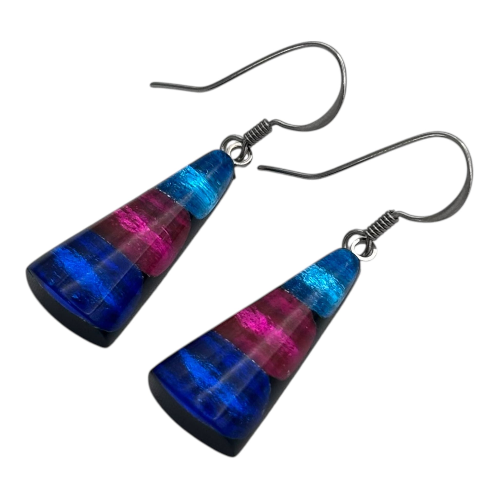 Paradise Deco Triangle Shiny Fish Hook Earrings