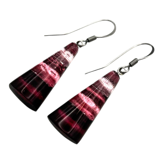 Peony Deco Triangle Shiny Fish Hook Earrings