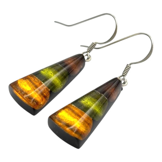 Pistachio Deco Triangle Shiny Fish Hook Earrings | The Jewellery Stop