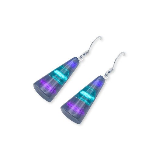Peacock Deco Triangle Shiny Fish Hook Earrings