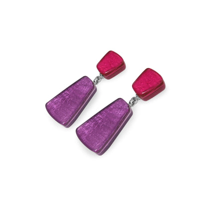 Rainbow Empress Shiny Double Drop Stud Earrings | The Jewellery Stop