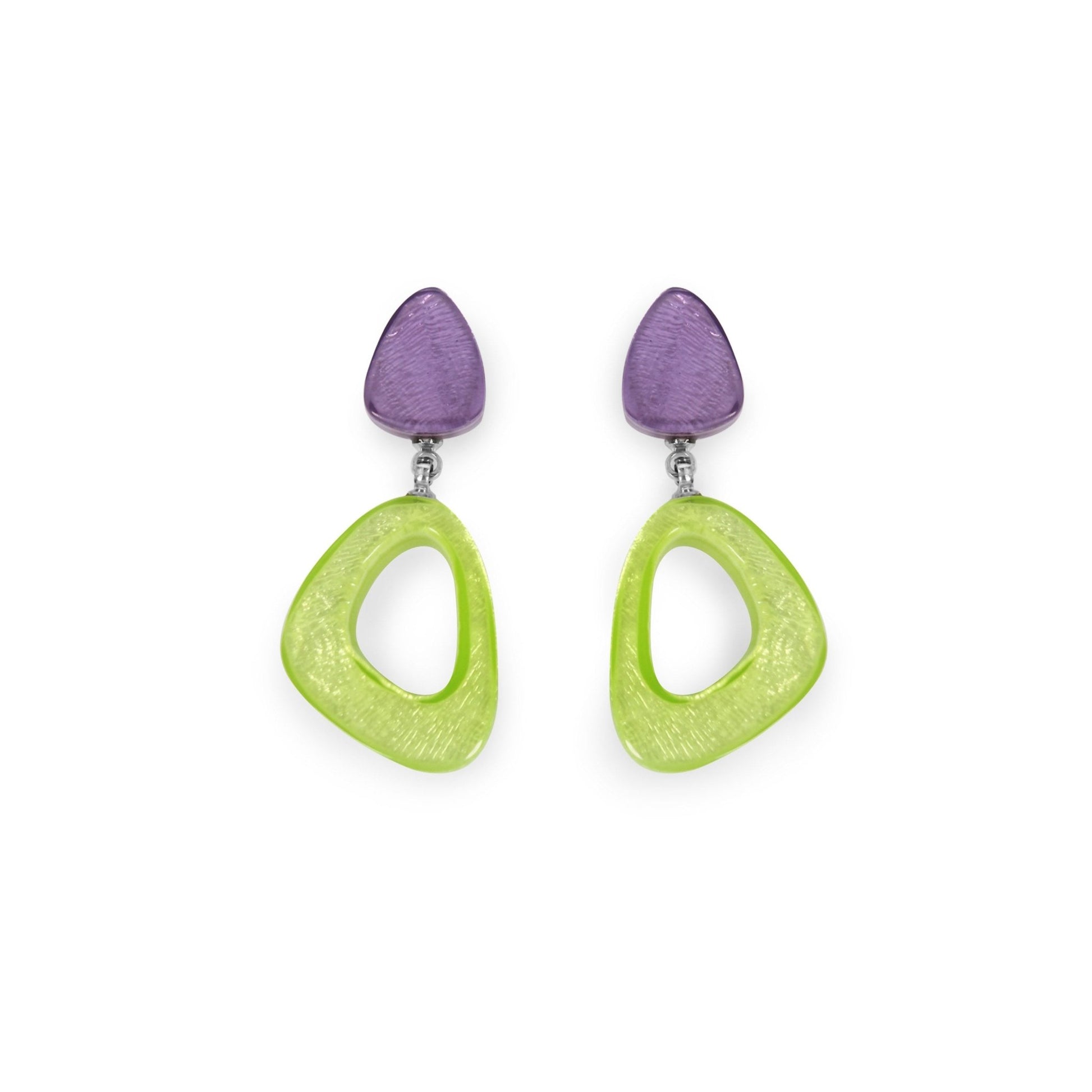 Nessie Triangle Eclectic Shiny Double Drop Stud Earrings | The Jewellery Stop