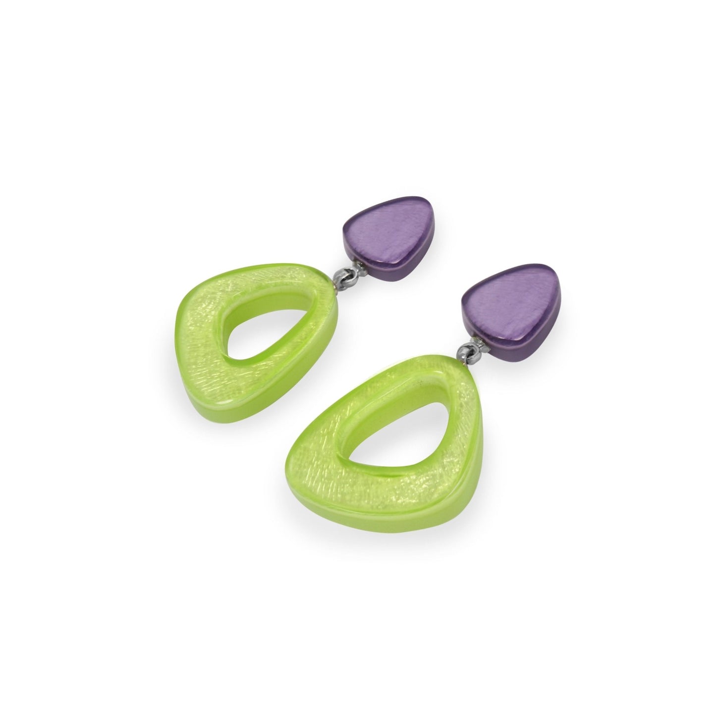 Nessie Triangle Eclectic Shiny Double Drop Stud Earrings | The Jewellery Stop