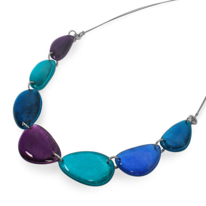 Peacock Pebble Triangle Shiny Necklace | The Jewellery Stop