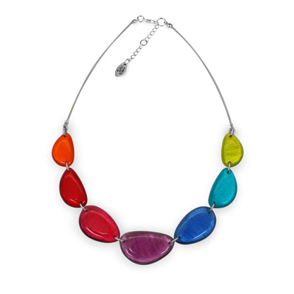 Rainbow Pebble Triangle Shiny Necklace | The Jewellery Stop