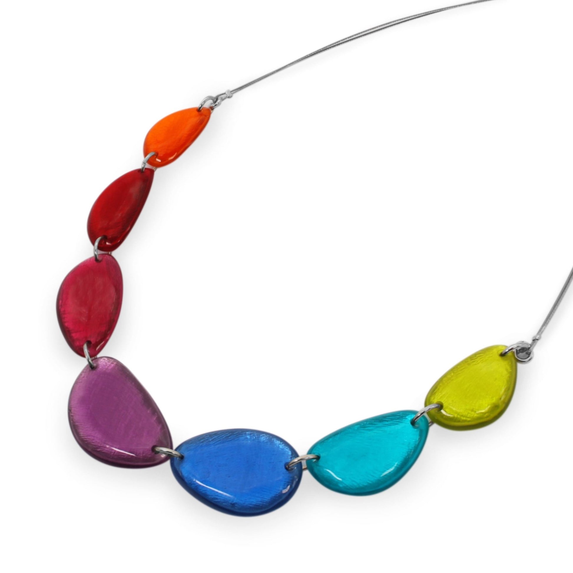 Rainbow Pebble Triangle Shiny Necklace | The Jewellery Stop