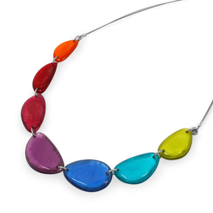 Rainbow Pebble Triangle Shiny Necklace | The Jewellery Stop