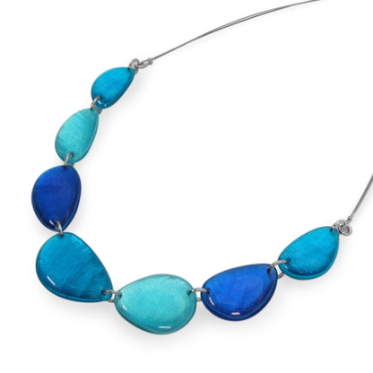 Turquoise Pebble Triangle Shiny Necklace | The Jewellery Stop