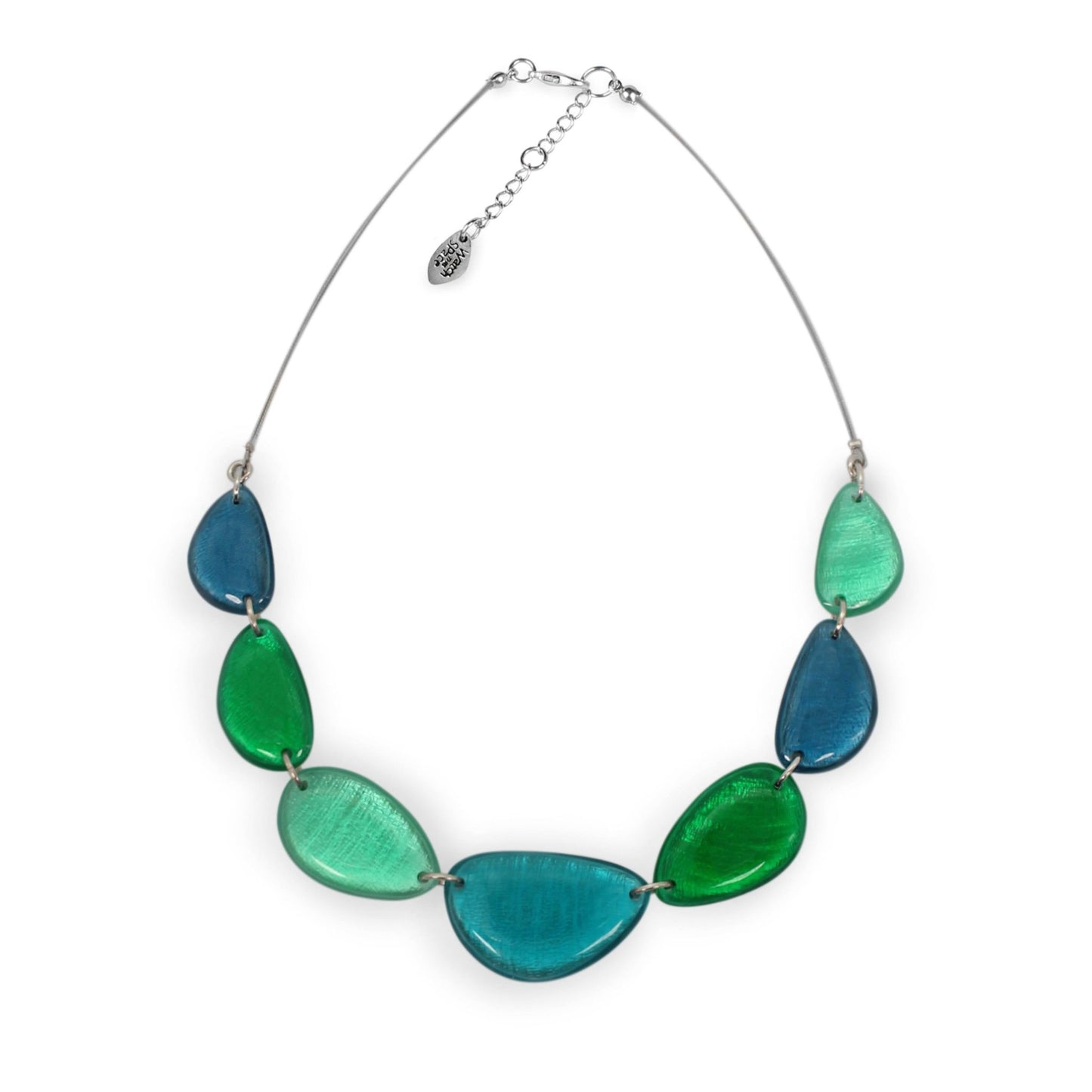 Verdigris Pebble Triangle Shiny Necklace | The Jewellery Stop