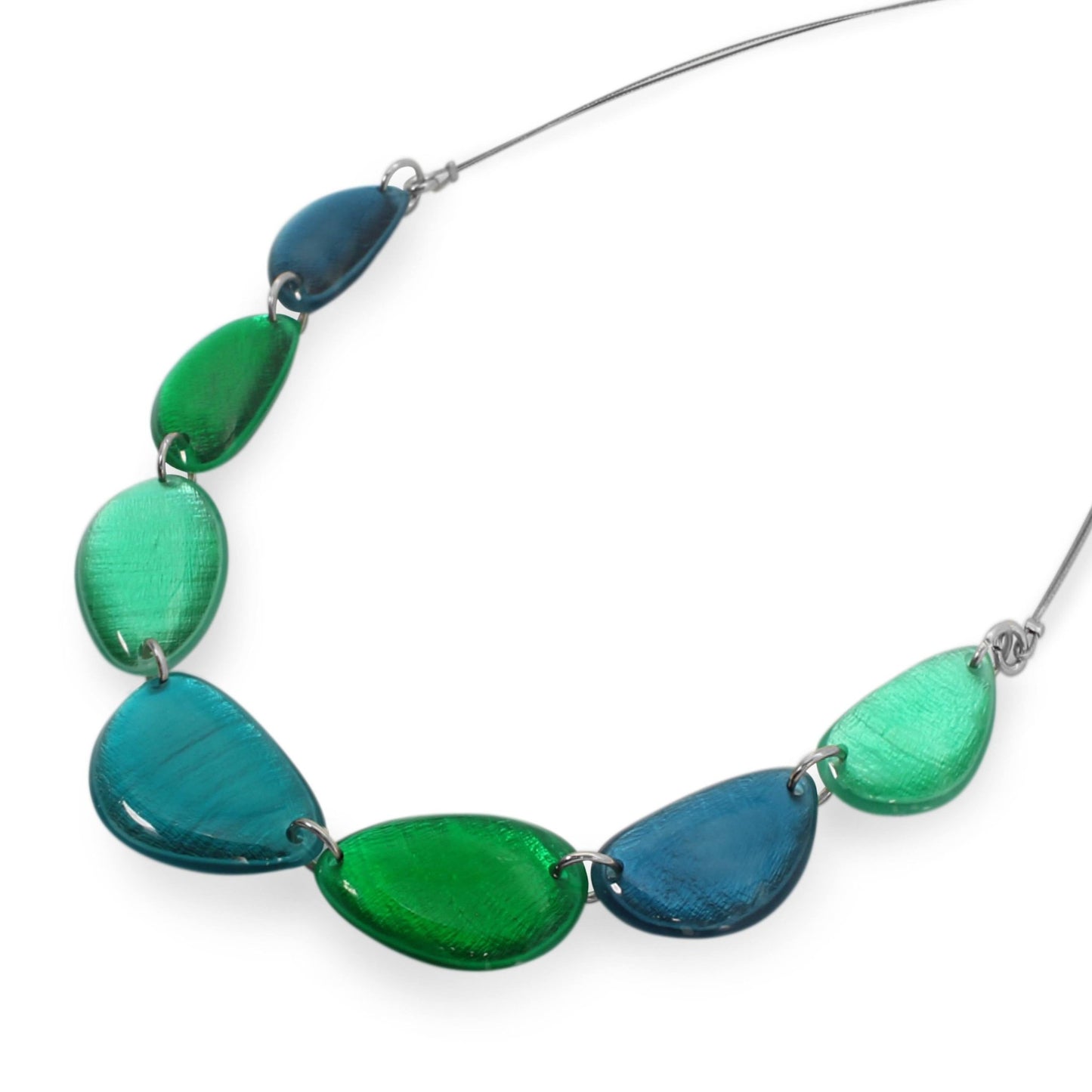 Verdigris Pebble Triangle Shiny Necklace | The Jewellery Stop