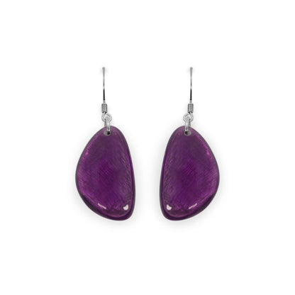 Peacock Pebble Triangle Shiny Fish Hook Earrings | The Jewellery Stop