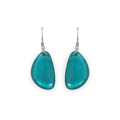 Verdigris Pebble Triangle Shiny Fish Hook Earrings | The Jewellery Stop