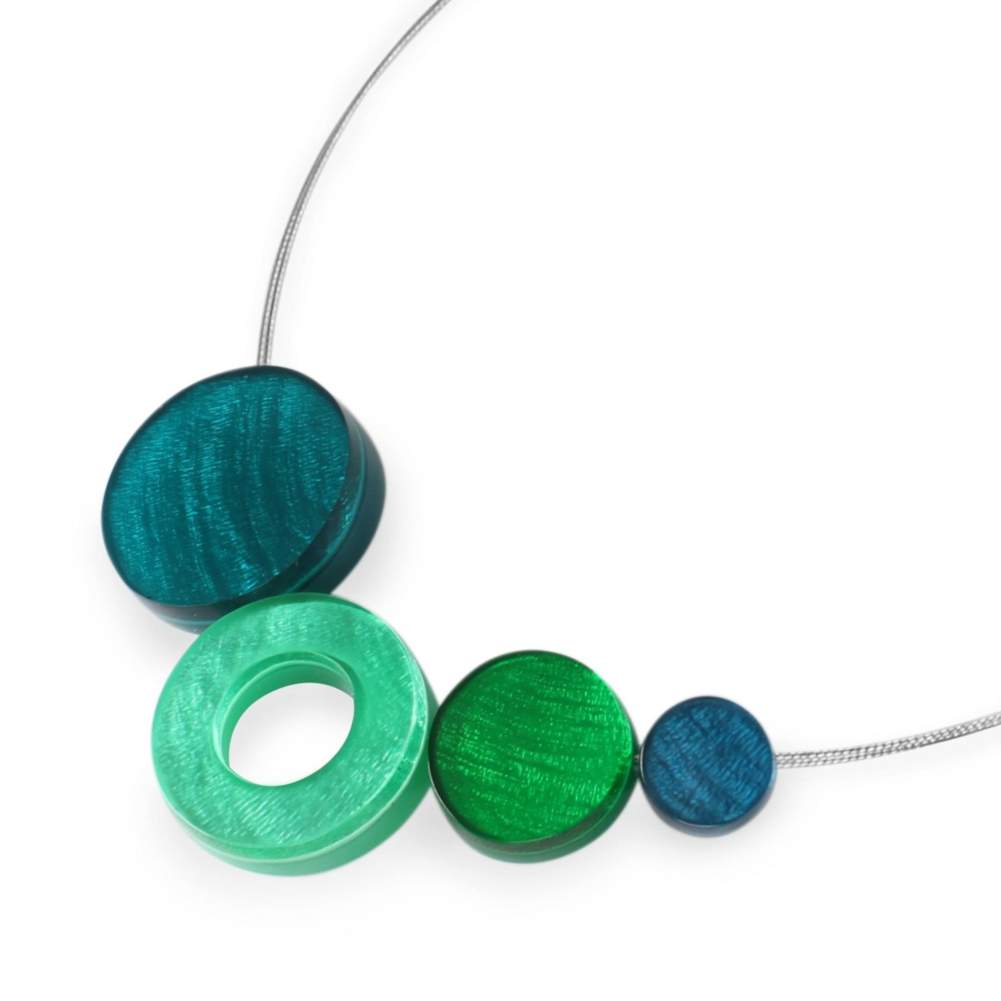 Verdigris Eclectic Shell Circles Shiny Necklace | The Jewellery Stop