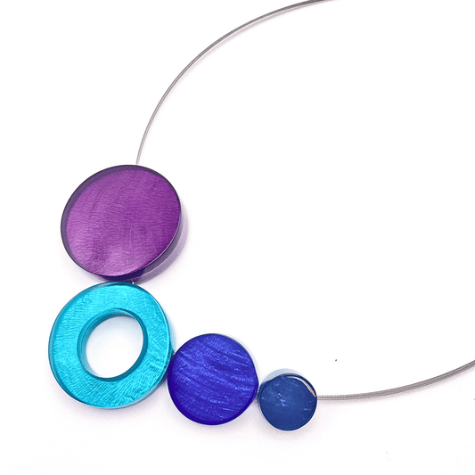 Peacock Eclectic Shell Circles Shiny Necklace | The Jewellery Stop