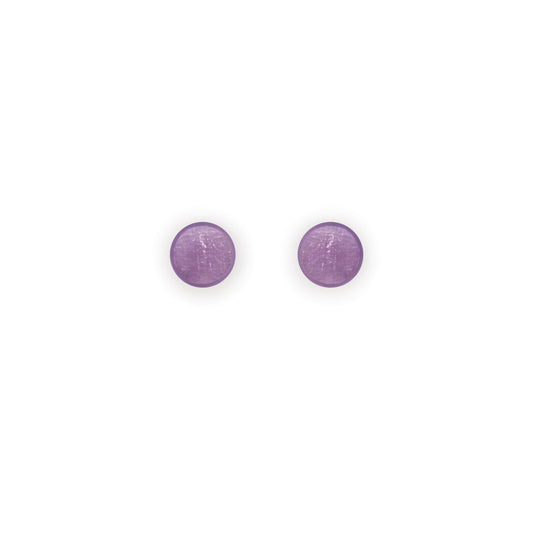 Lilac Eclectic Shell Circles Shiny Stud Earrings | The Jewellery Stop