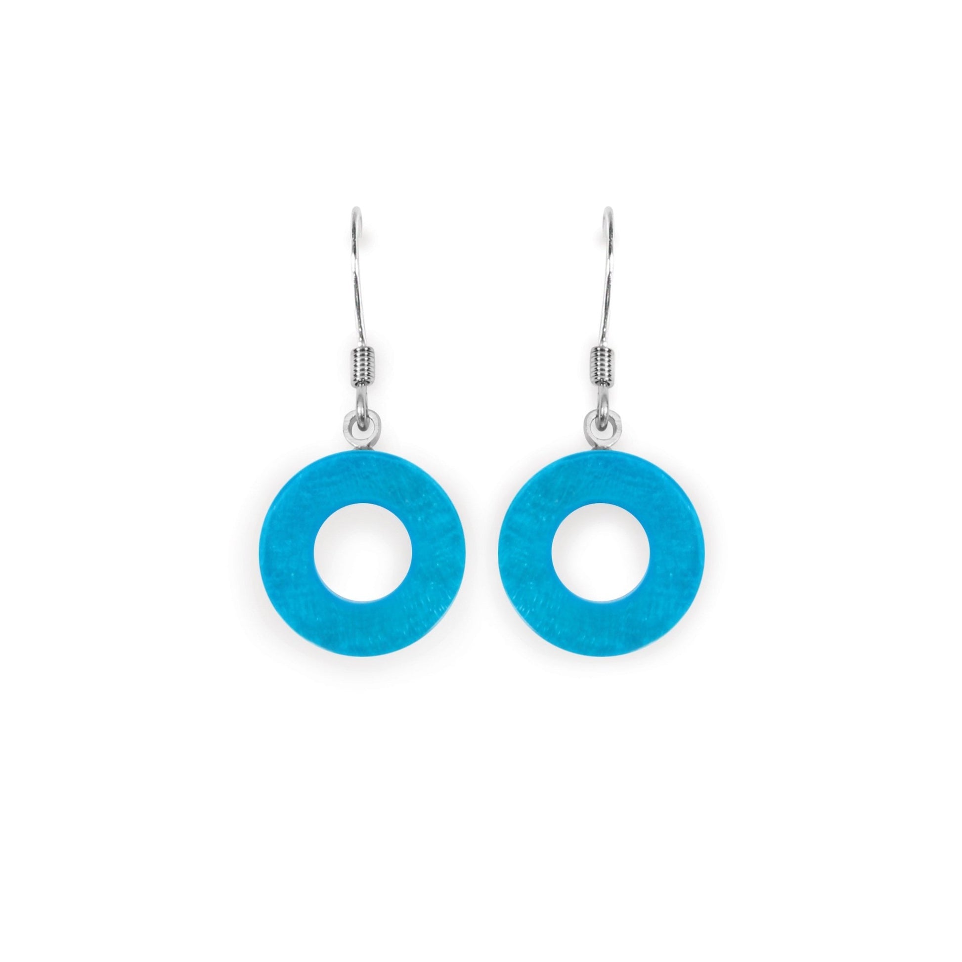 Turquoise Eclectic Shell Circles Shiny Fish Hook Earrings | The Jewellery Stop