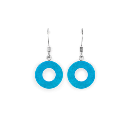 Turquoise Eclectic Shell Circles Shiny Fish Hook Earrings | The Jewellery Stop