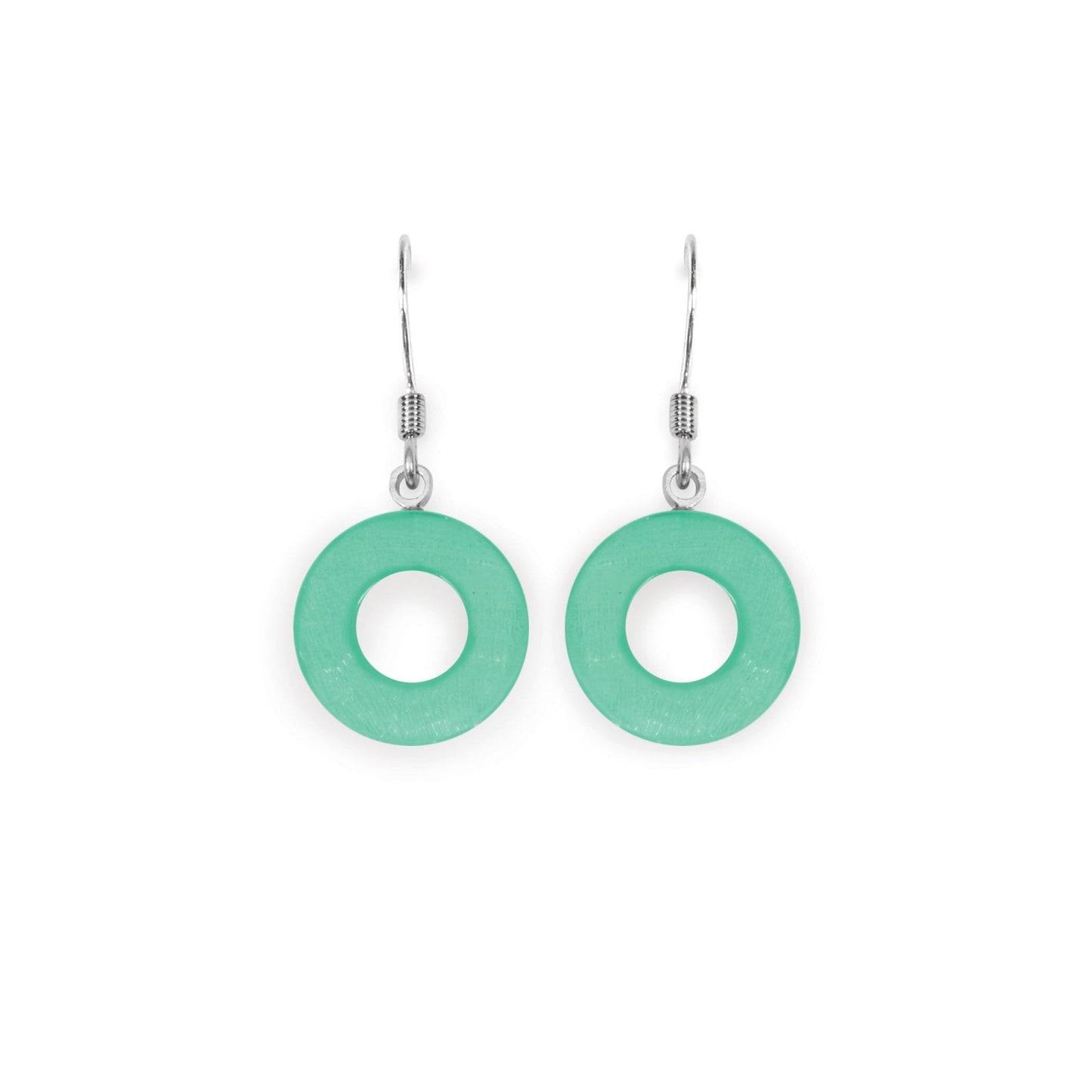 Verdigris Eclectic Shell Circles Shiny Fish Hook Earrings | The Jewellery Stop