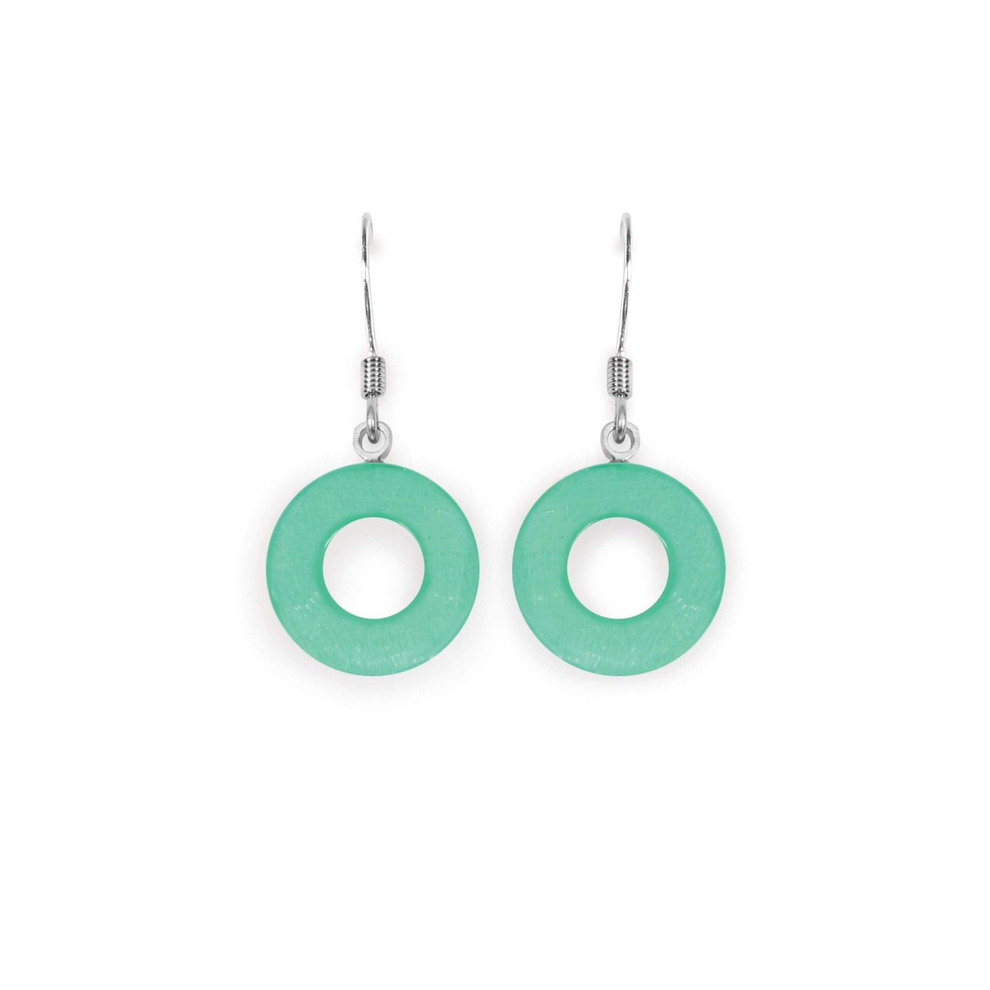 Verdigris Eclectic Shell Circles Shiny Fish Hook Earrings | The Jewellery Stop