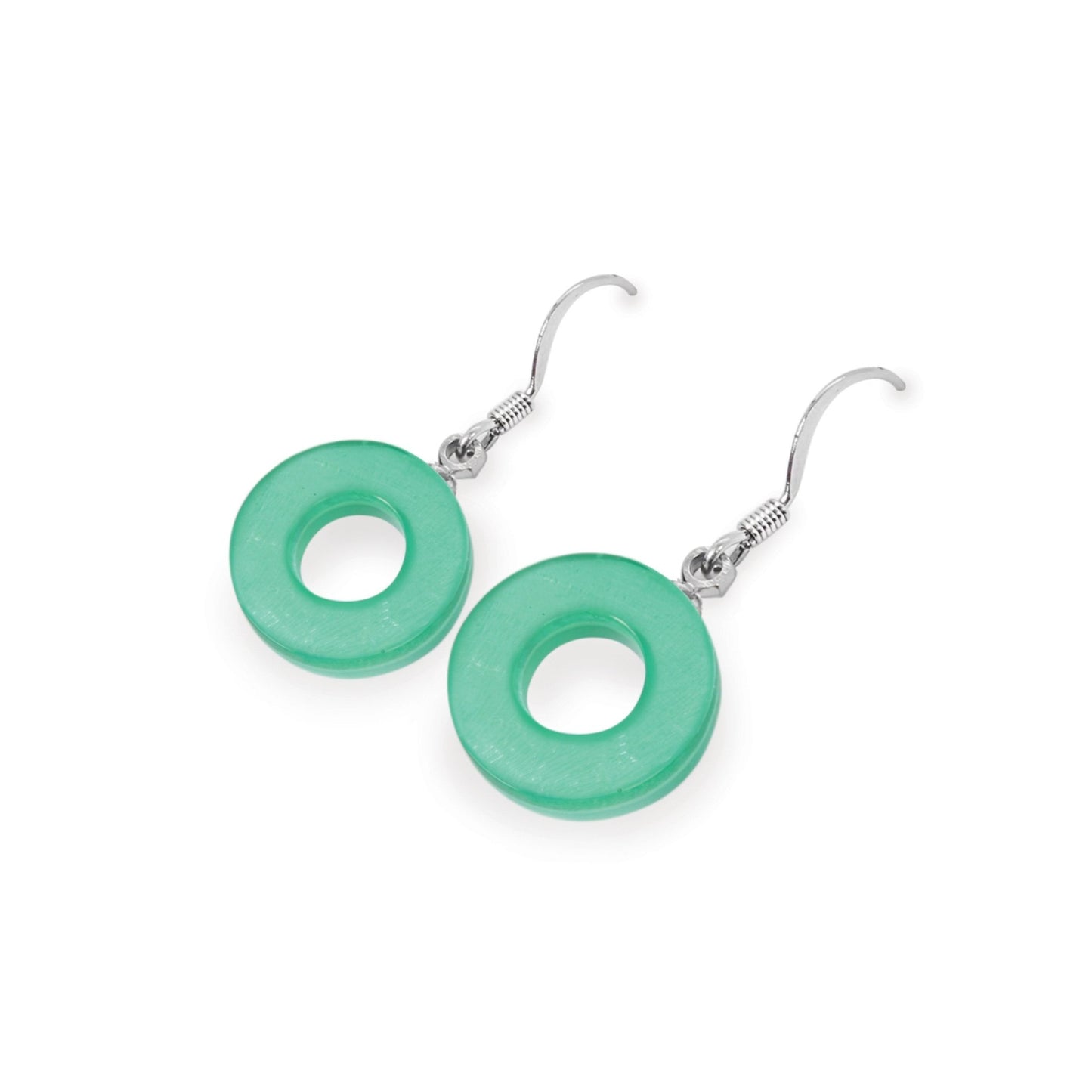 Verdigris Eclectic Shell Circles Shiny Fish Hook Earrings | The Jewellery Stop