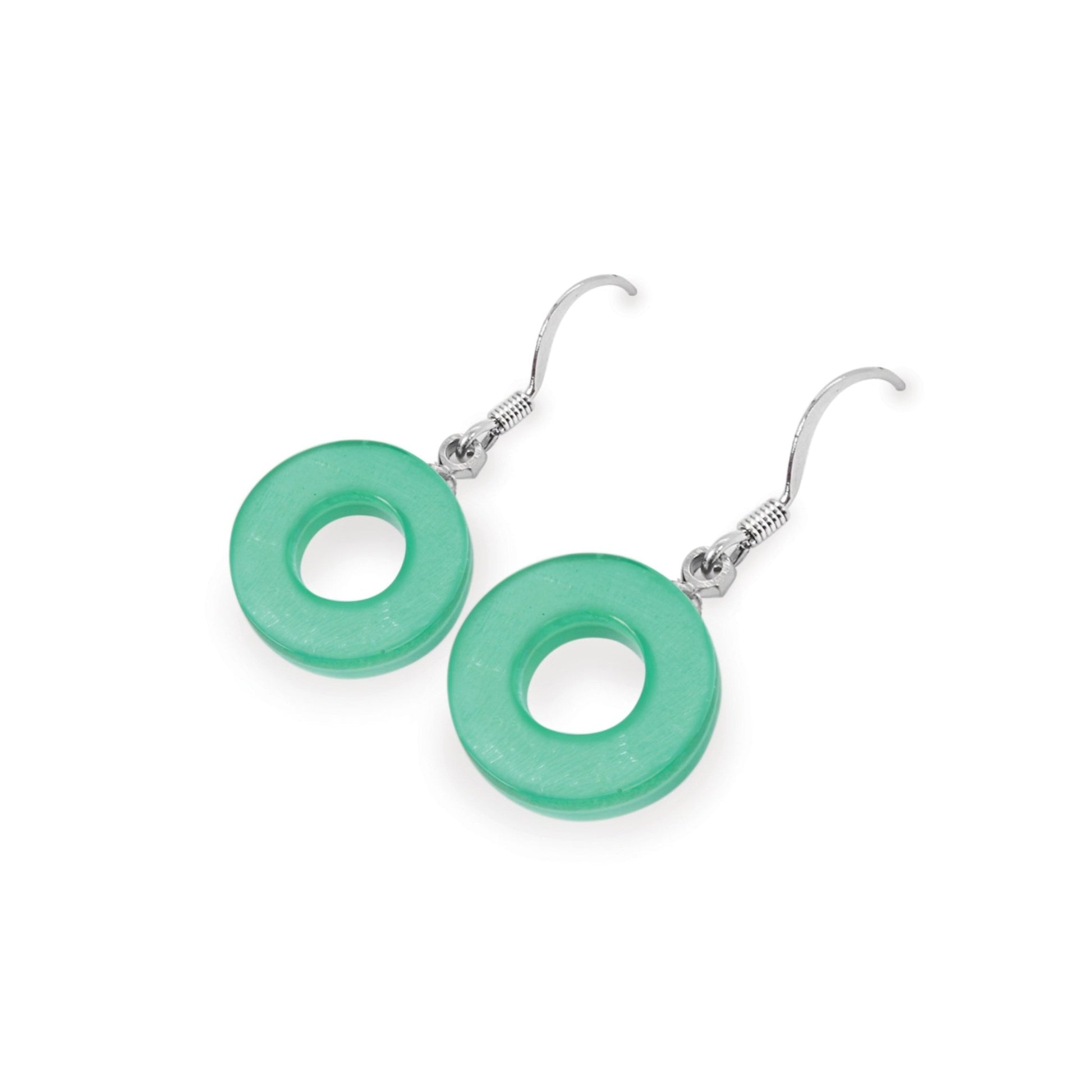 Verdigris Eclectic Shell Circles Shiny Fish Hook Earrings | The Jewellery Stop