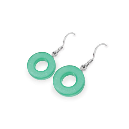 Verdigris Eclectic Shell Circles Shiny Fish Hook Earrings | The Jewellery Stop