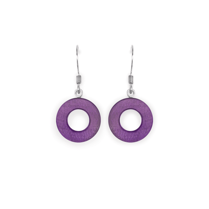 Peacock Eclectic Shell Circles Shiny Fish Hook Earrings | The Jewellery Stop