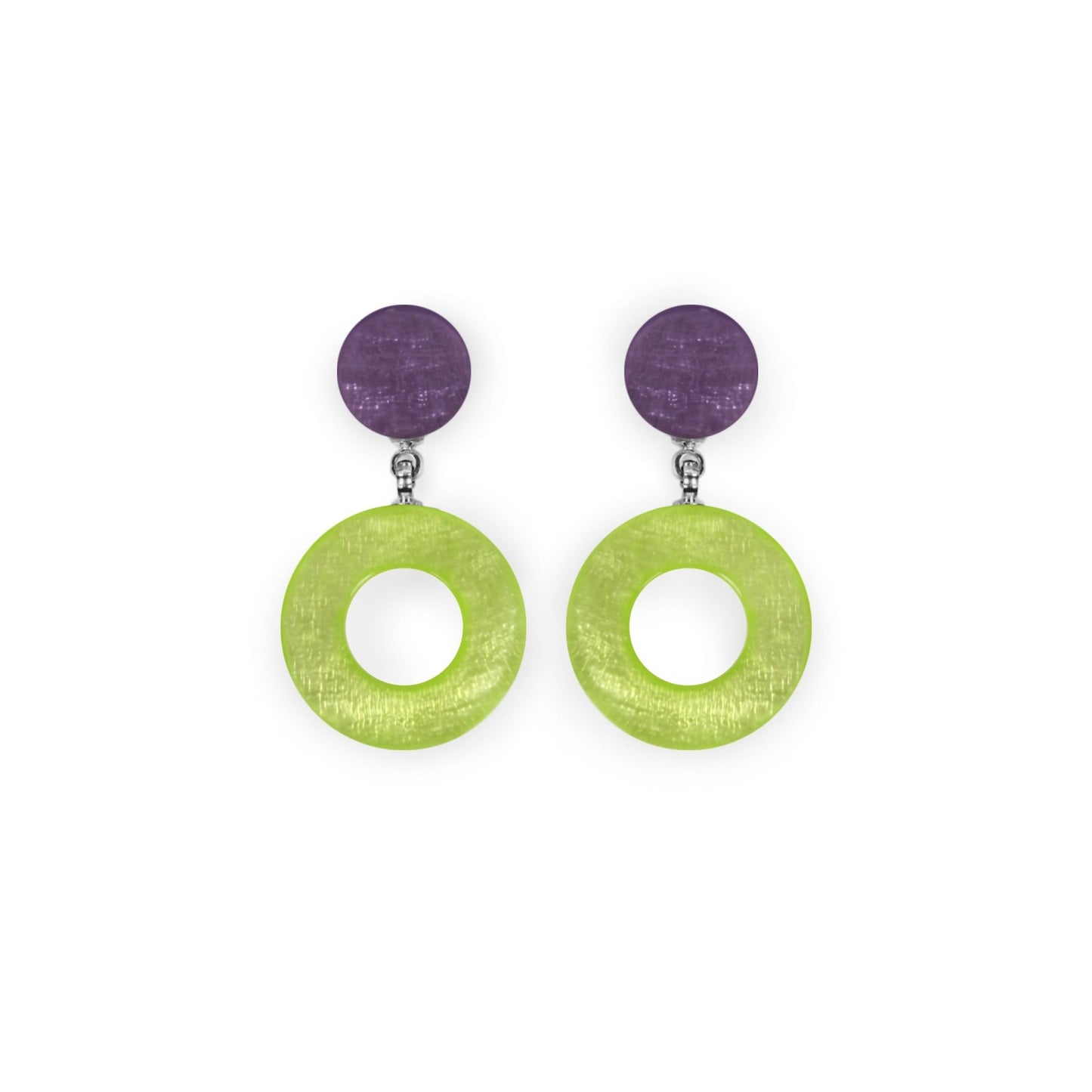 Nessie Eclectic Shell Circles Shiny Double Drop Stud Earrings | The Jewellery Stop