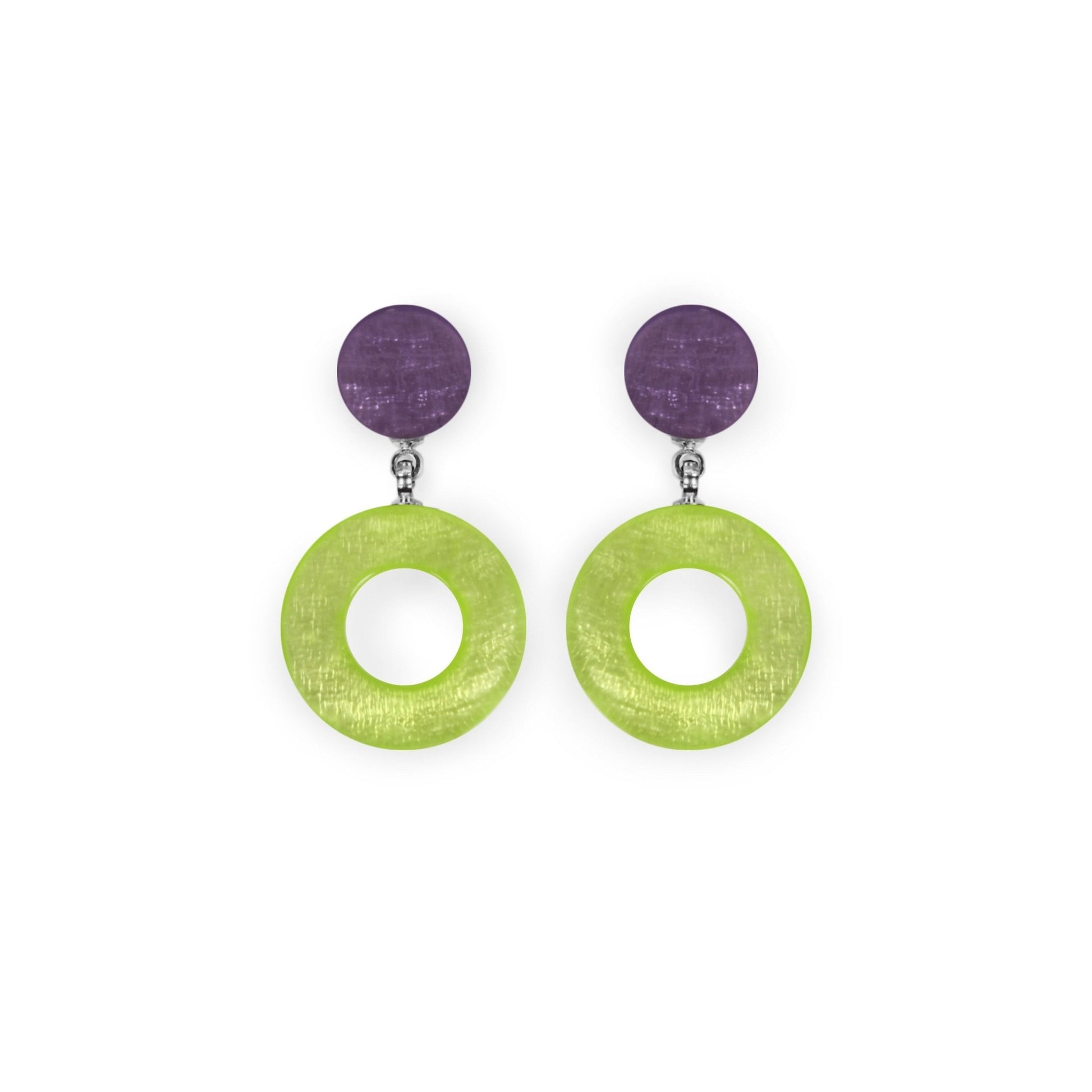 Nessie Eclectic Shell Circles Shiny Double Drop Stud Earrings | The Jewellery Stop