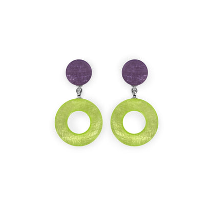Nessie Eclectic Shell Circles Shiny Double Drop Stud Earrings | The Jewellery Stop