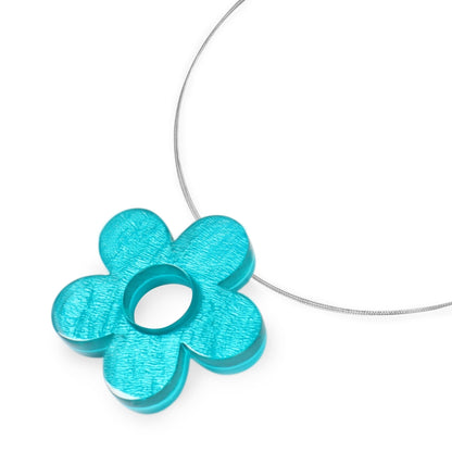 Teal Donut Shell Flower Shiny Pendant | The Jewellery Stop