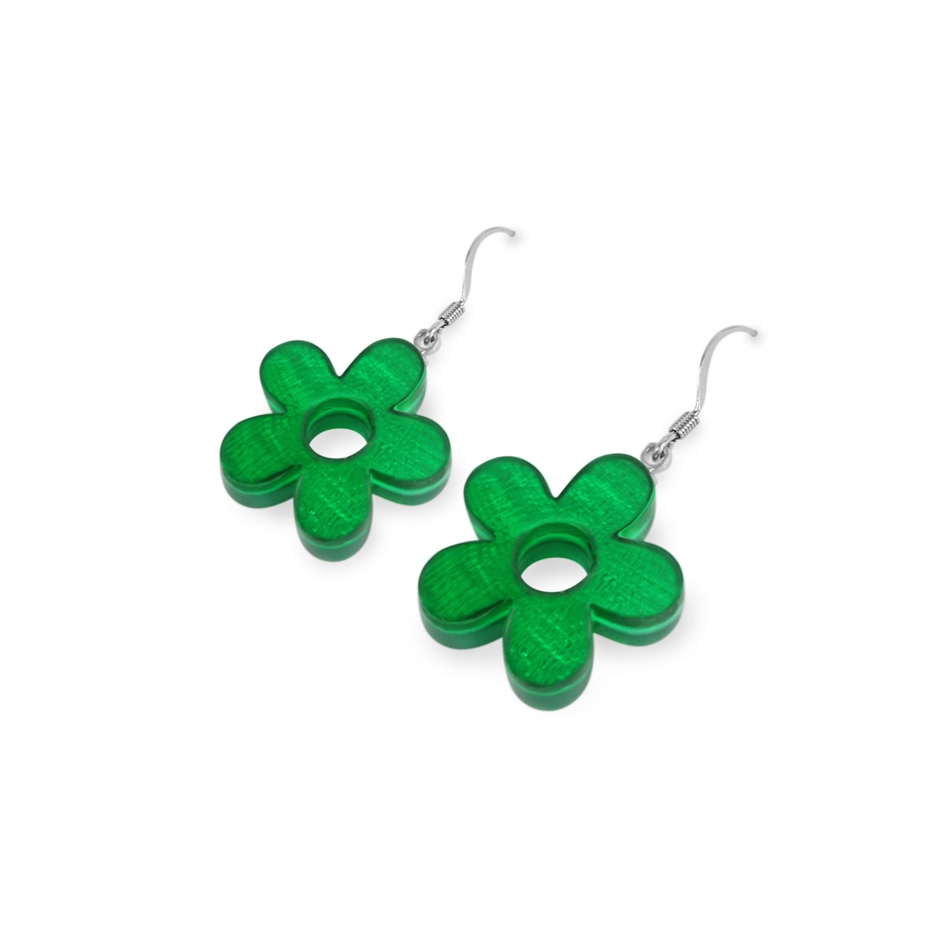Emerald Donut Shell Flower Fish Hook Earrings | The Jewellery Stop