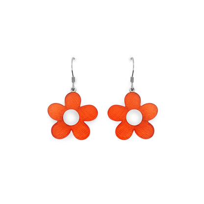 Orange Donut Shell Flower Fish Hook Earrings | The Jewellery Stop
