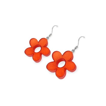 Orange Donut Shell Flower Fish Hook Earrings | The Jewellery Stop
