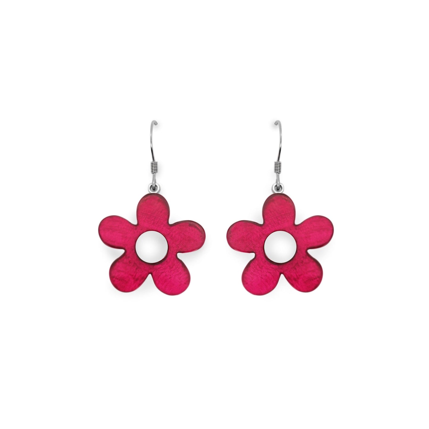 Pink Donut Shell Flower Fish Hook Earrings | The Jewellery Stop