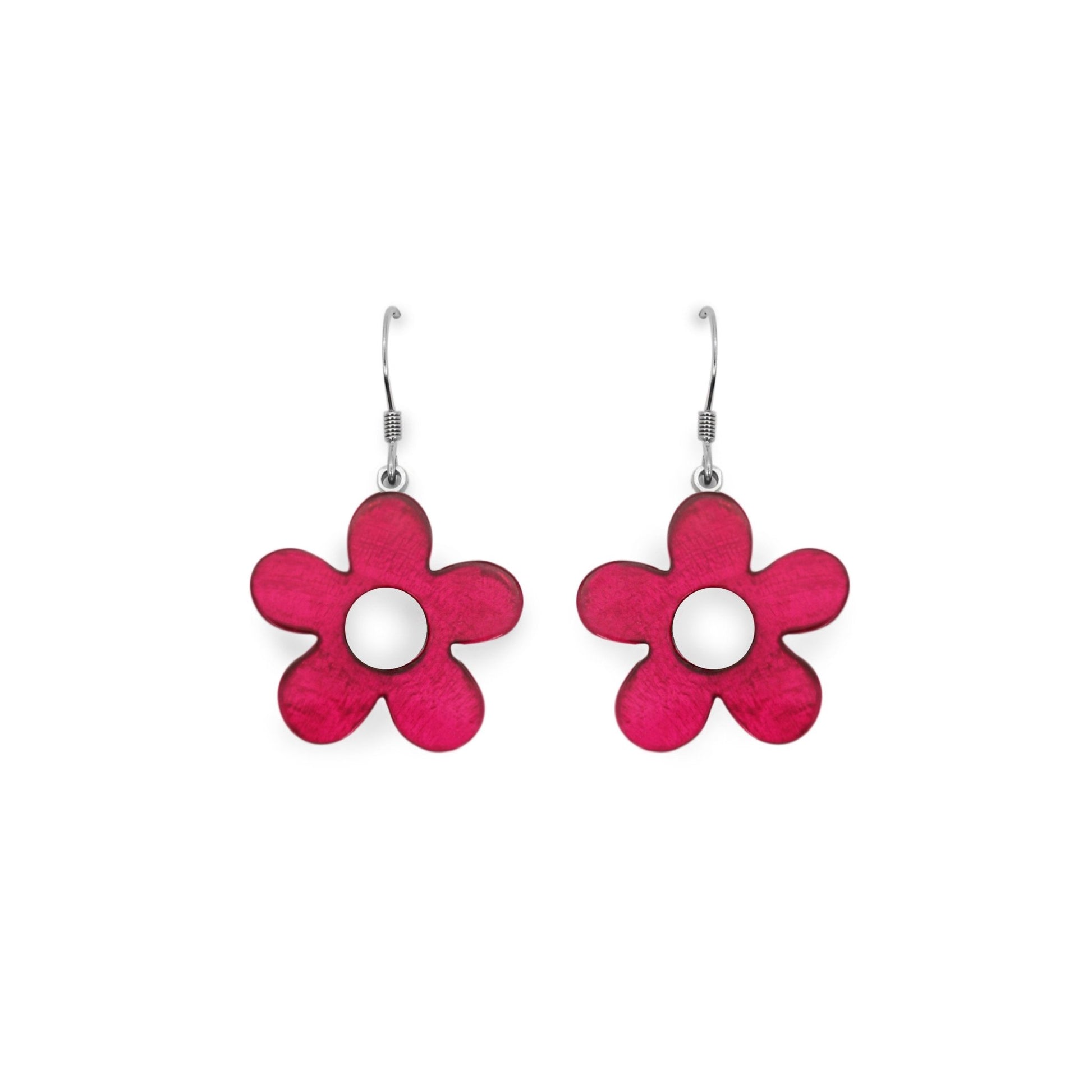 Pink Donut Shell Flower Fish Hook Earrings | The Jewellery Stop