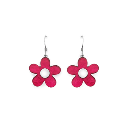 Pink Donut Shell Flower Fish Hook Earrings | The Jewellery Stop