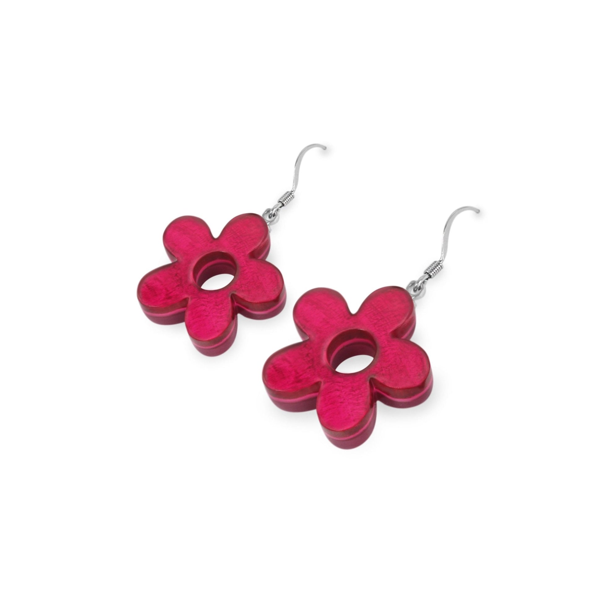 Pink Donut Shell Flower Fish Hook Earrings | The Jewellery Stop