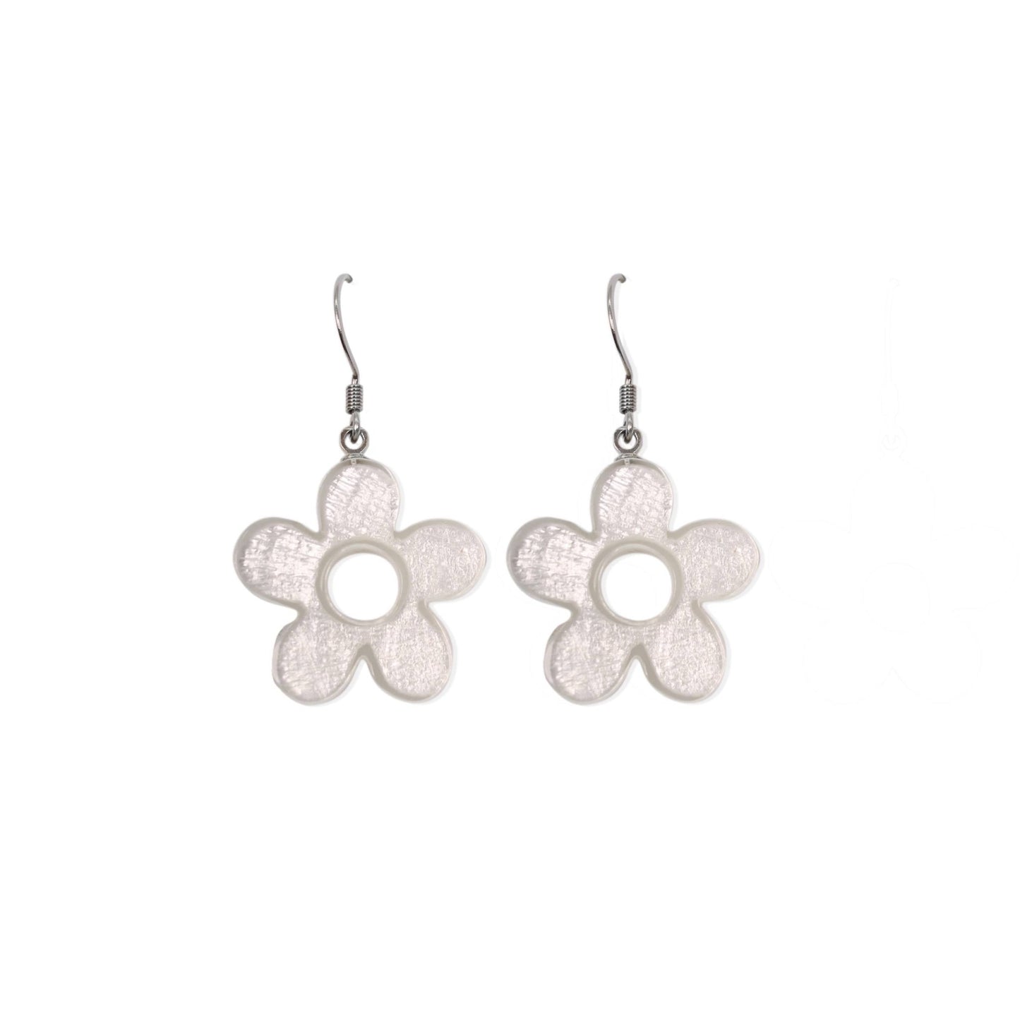 White Donut Shell Flower Fish Hook Earrings | The Jewellery Stop