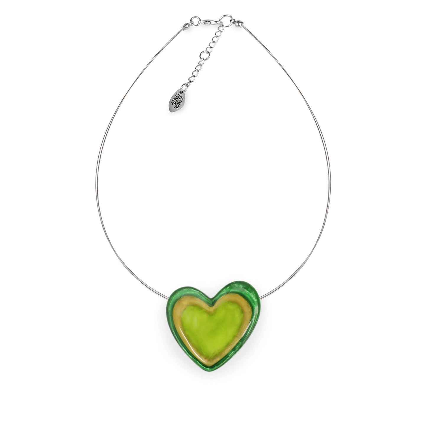 Kiwi Heart Resin Pebble Shiny Pendant | The Jewellery Stop