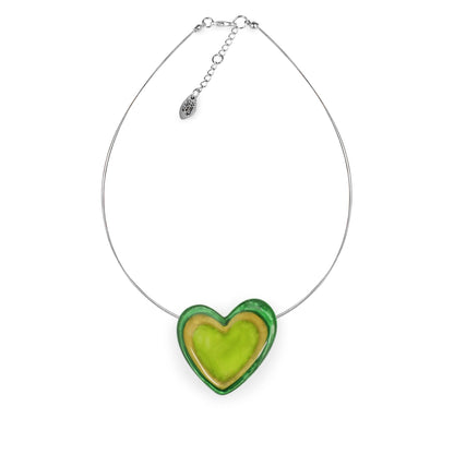 Kiwi Heart Resin Pebble Shiny Pendant | The Jewellery Stop